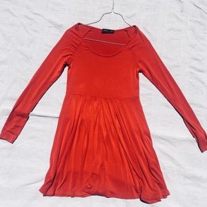RED LONG SLEEVE SKATER DRESS